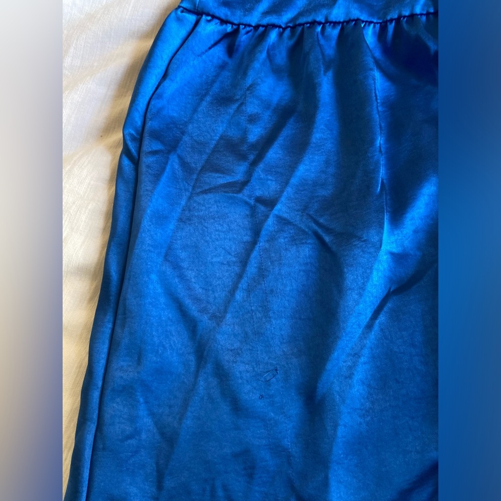 NWT Nasty Gal Satin High Neck Cut Out Maxi Dress in Cobalt Size UK 10 / US 6 - Picture 5 of 8